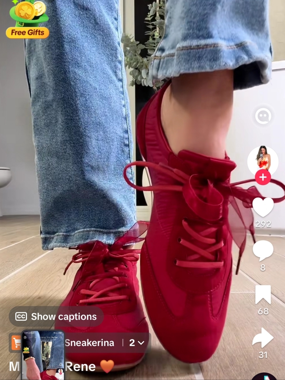 Vivaia Yancy Jogger Re-Nylon Sneakerina Sneaker in Brick Red - Picture 2 of 13